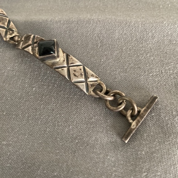 Sterling Silver and Onyx Toggle Bracelet - Picture 3 of 6